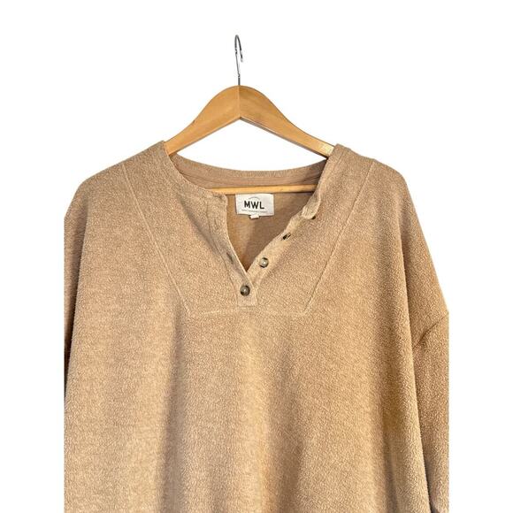 MWL by Madewell Women's Vincent Brushed Henley Top Soft Relaxed Size XXL Beige - Picture 6 of 9